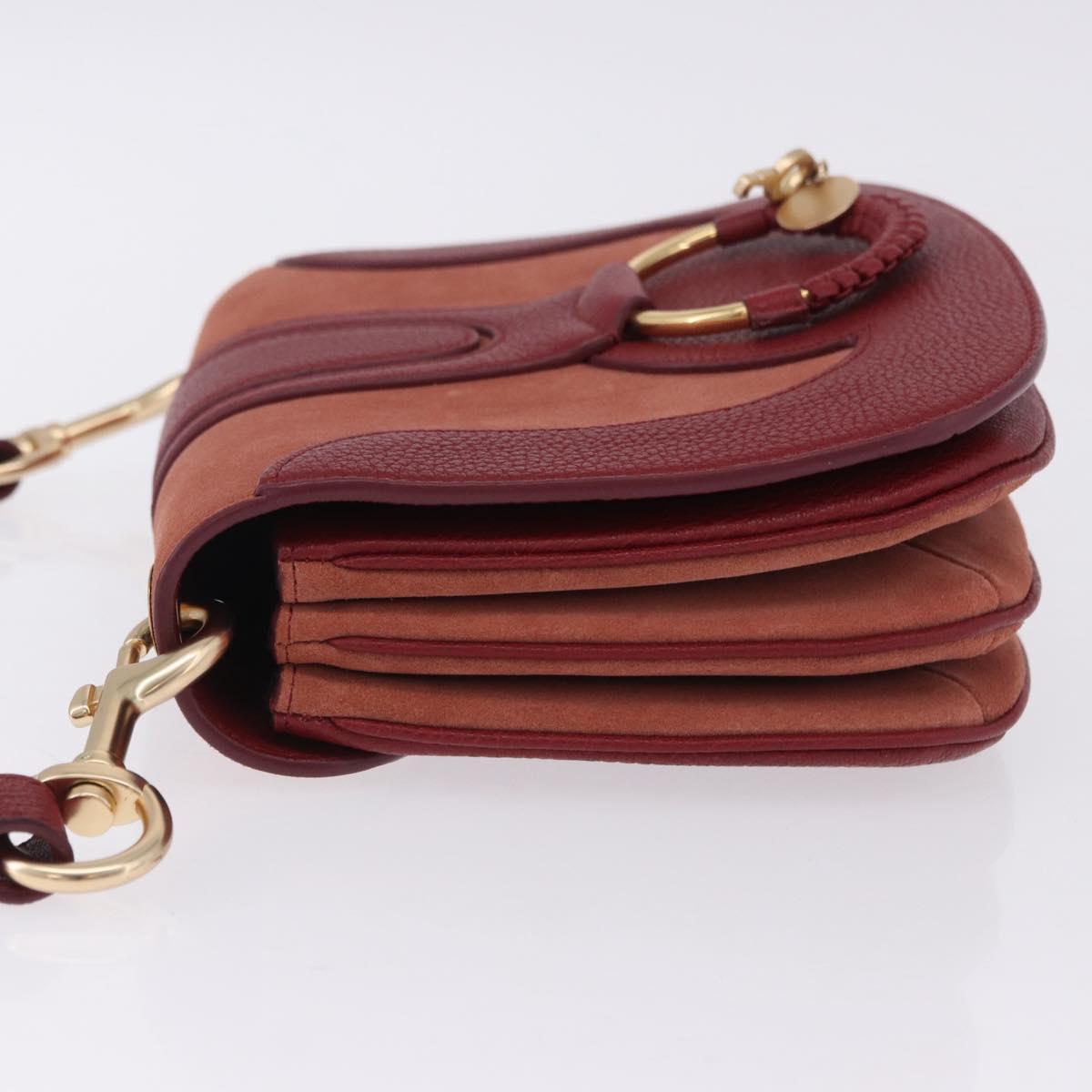 Chloe SeeByChloe Shoulder Bag Suede Red Gold Tone Auth 203350A