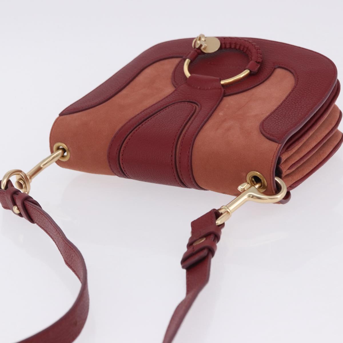 Chloe SeeByChloe Shoulder Bag Suede Red Gold Tone Auth 203350A