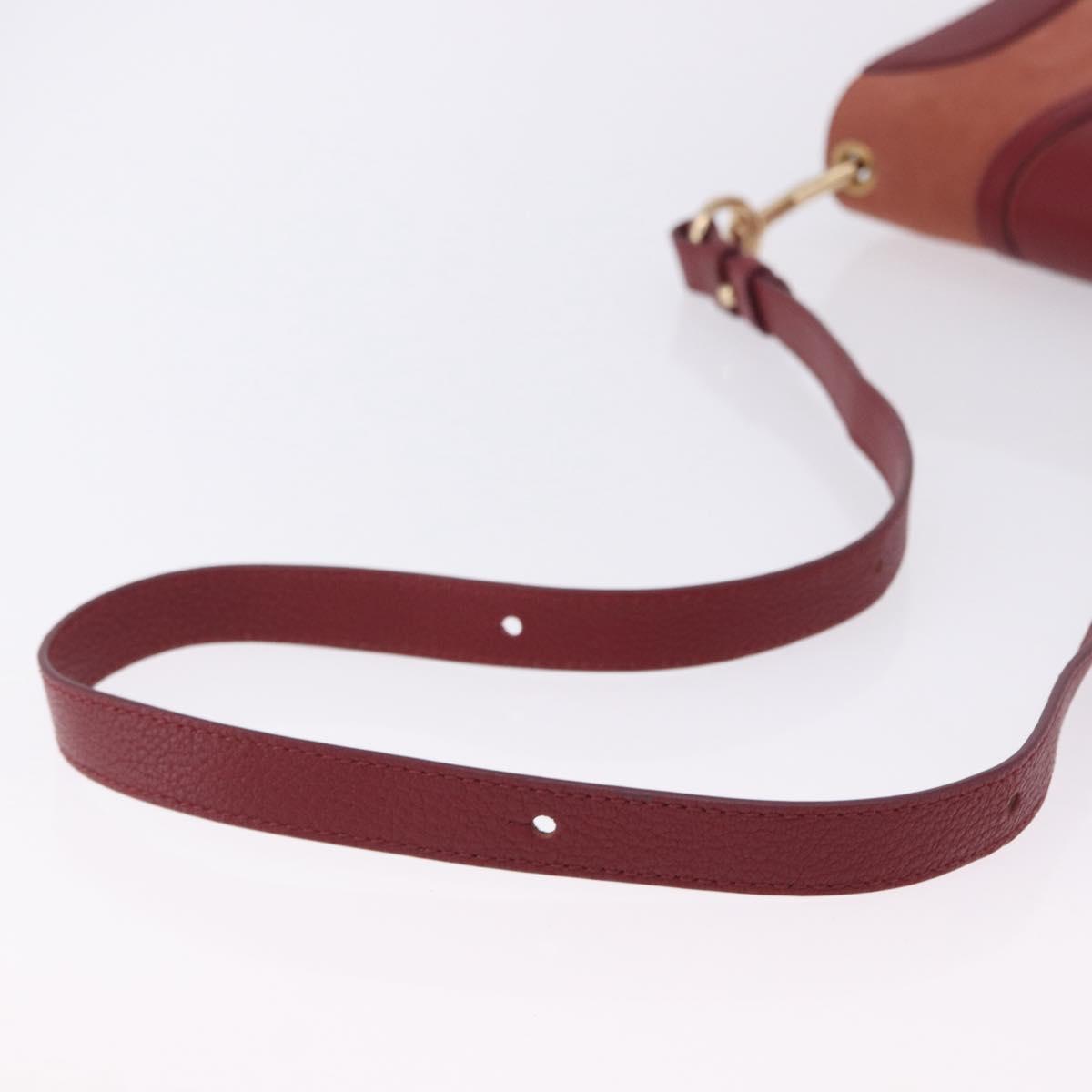Chloe SeeByChloe Shoulder Bag Suede Red Gold Tone Auth 203350A