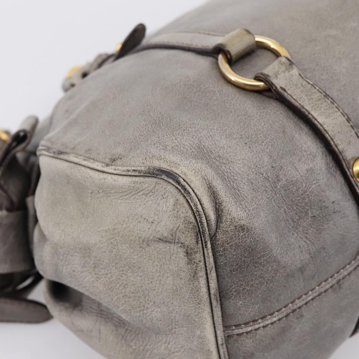 Miu Miu Hand Bag Leather 2way Gray Gold Tone Auth 203352A