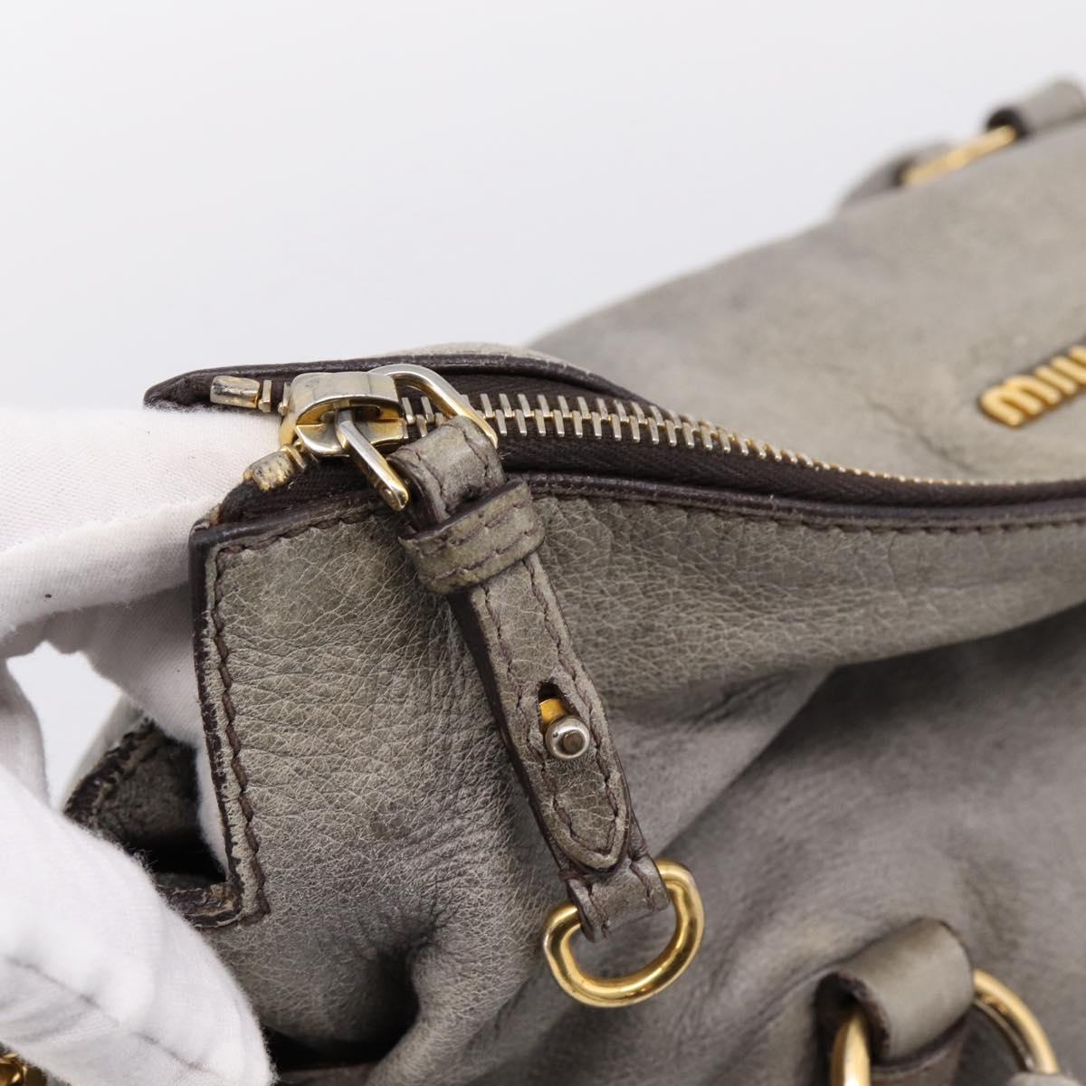 Miu Miu Hand Bag Leather 2way Gray Gold Tone Auth 203352A