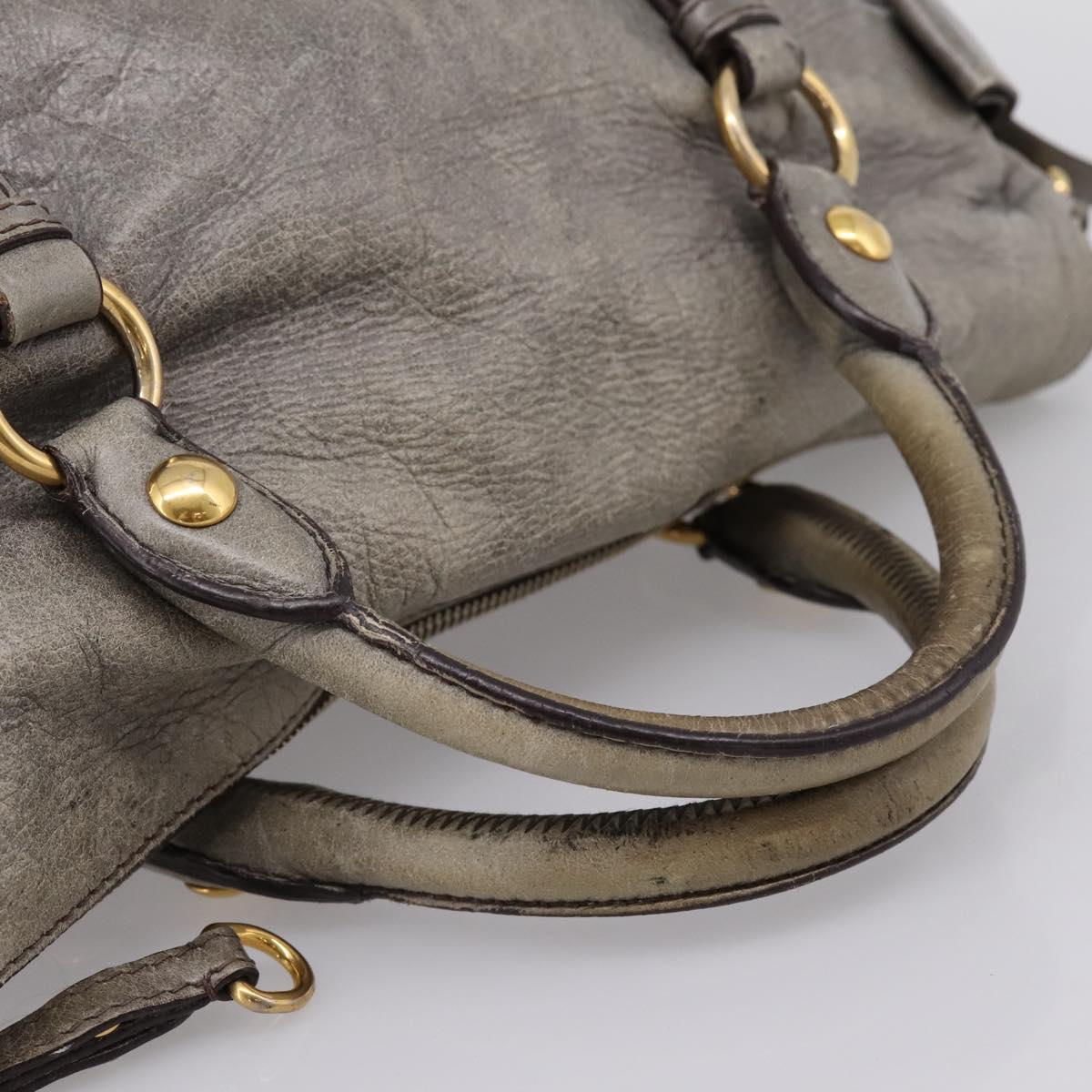 Miu Miu Hand Bag Leather 2way Gray Gold Tone Auth 203352A