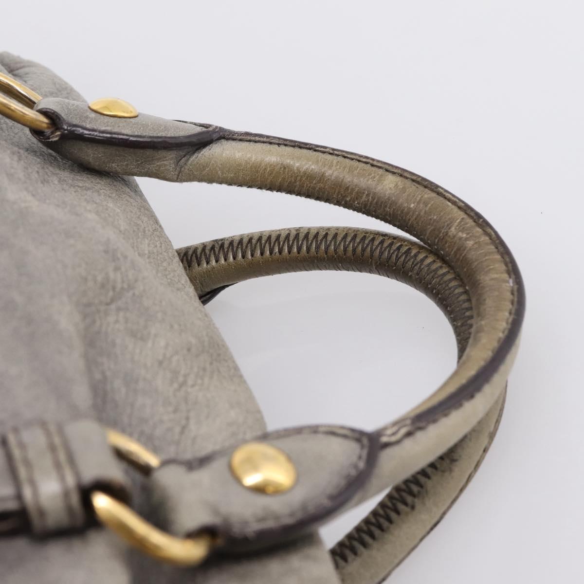 Miu Miu Hand Bag Leather 2way Gray Gold Tone Auth 203352A