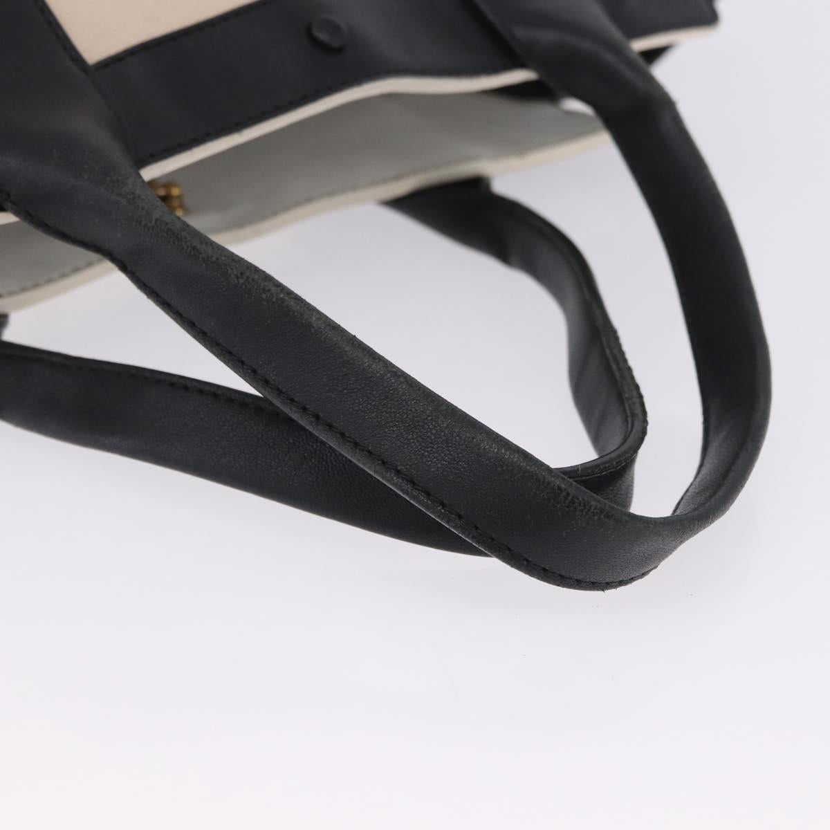Chloe Alison Tote Bag Leather Ivory Black Auth 203353