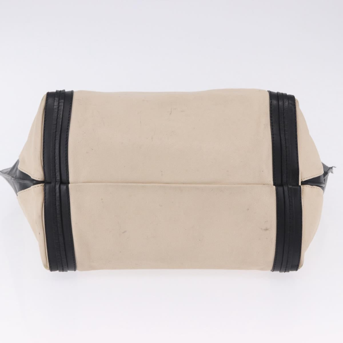 Chloe Alison Tote Bag Leather Ivory Black Auth 203353