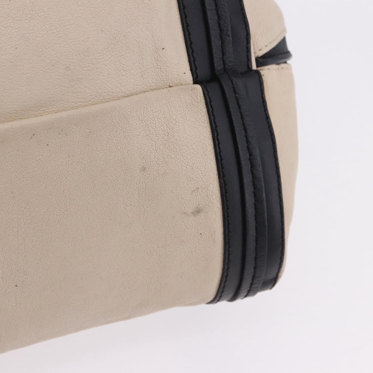 Chloe Alison Tote Bag Leather Ivory Black Auth 203353