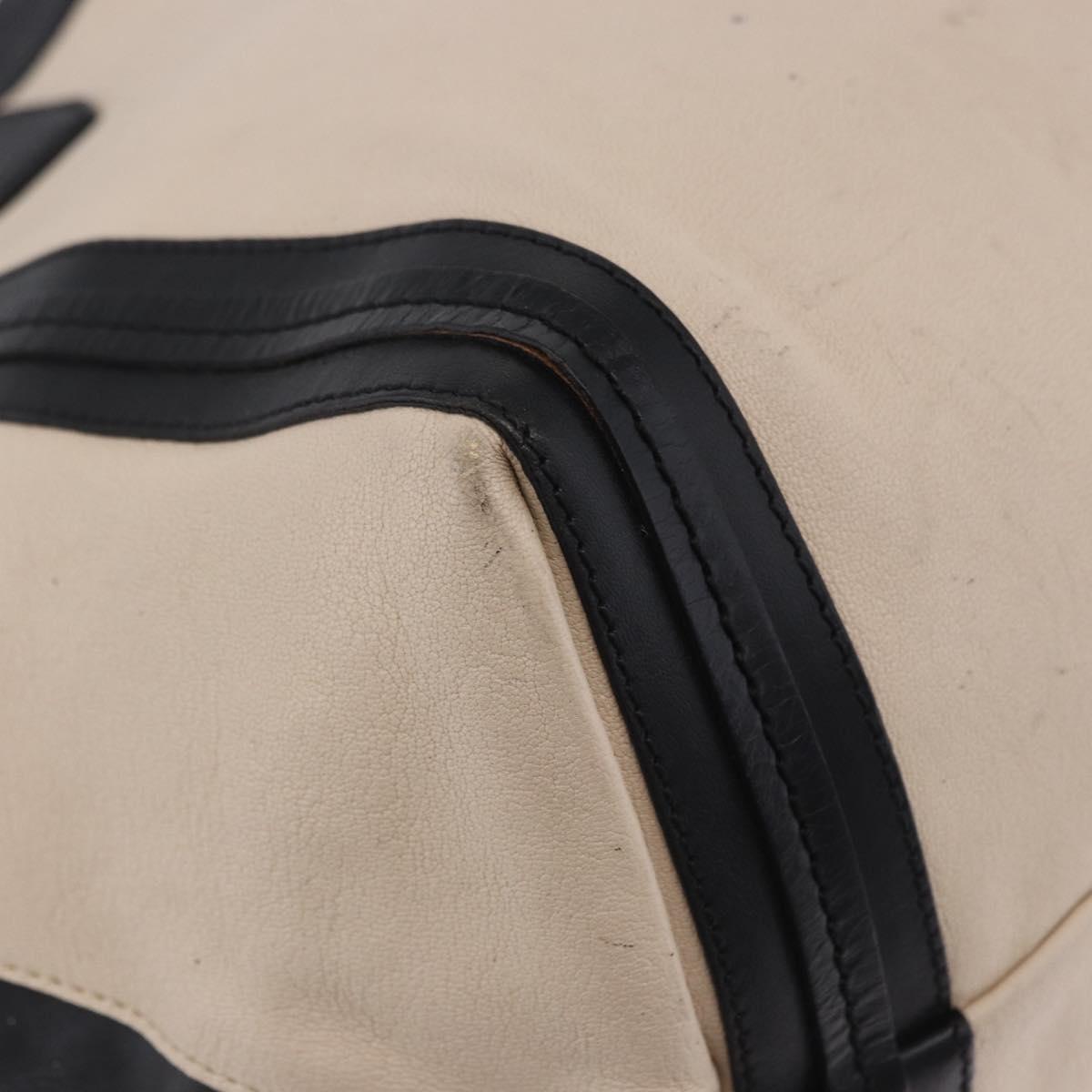 Chloe Alison Tote Bag Leather Ivory Black Auth 203353