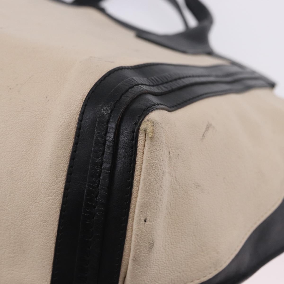 Chloe Alison Tote Bag Leather Ivory Black Auth 203353