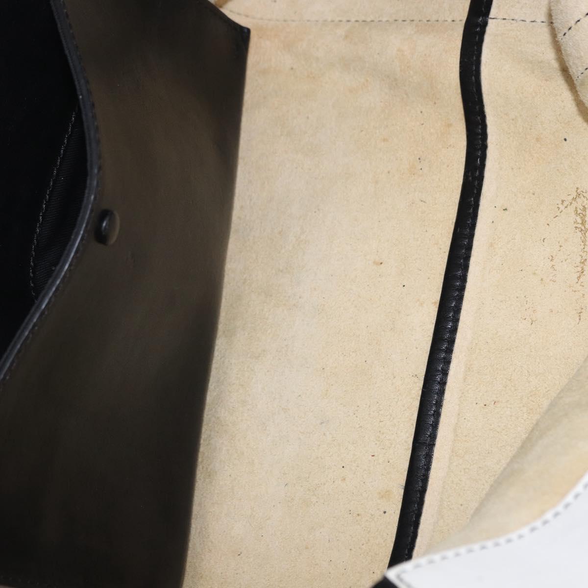 Chloe Alison Tote Bag Leather Ivory Black Auth 203353