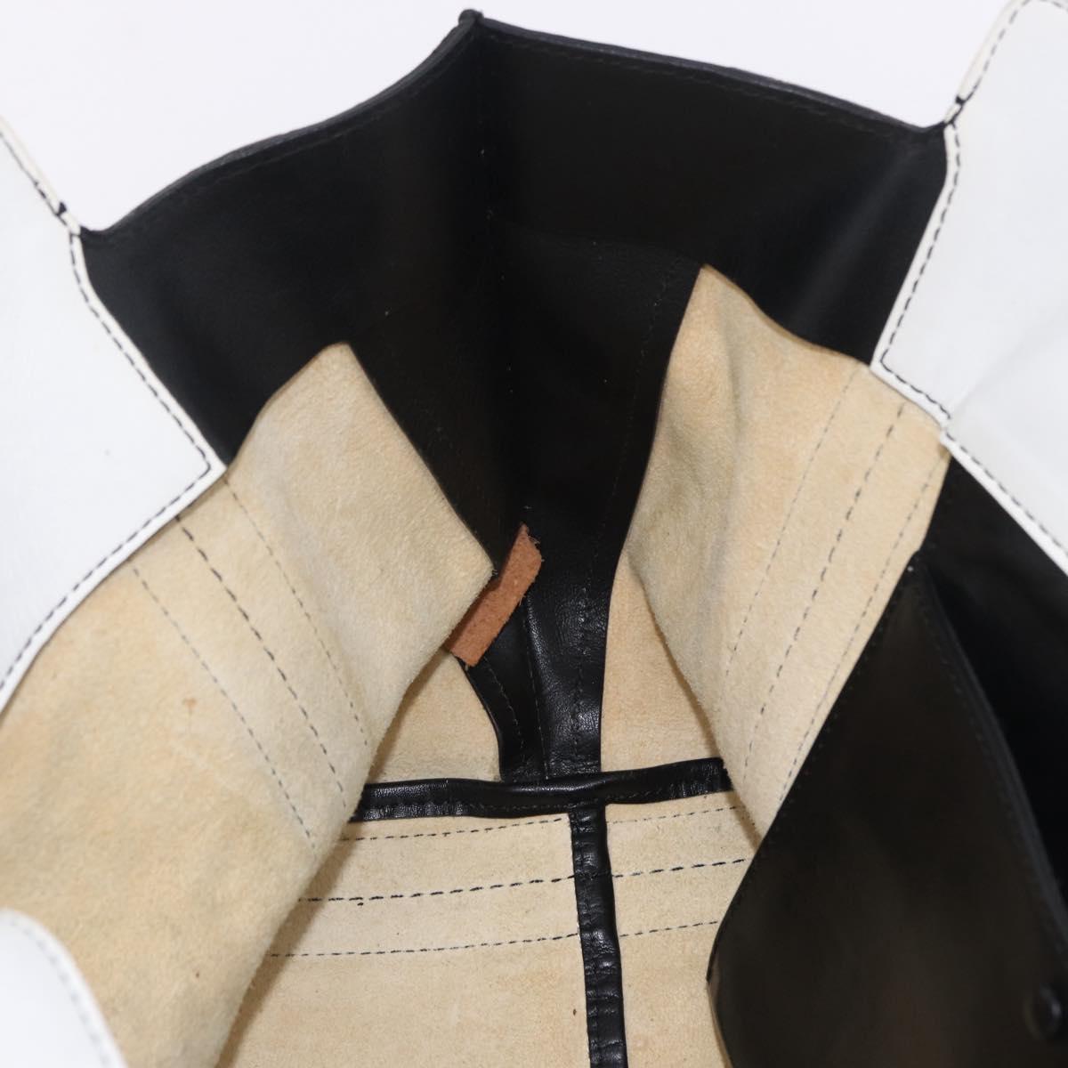 Chloe Alison Tote Bag Leather Ivory Black Auth 203353