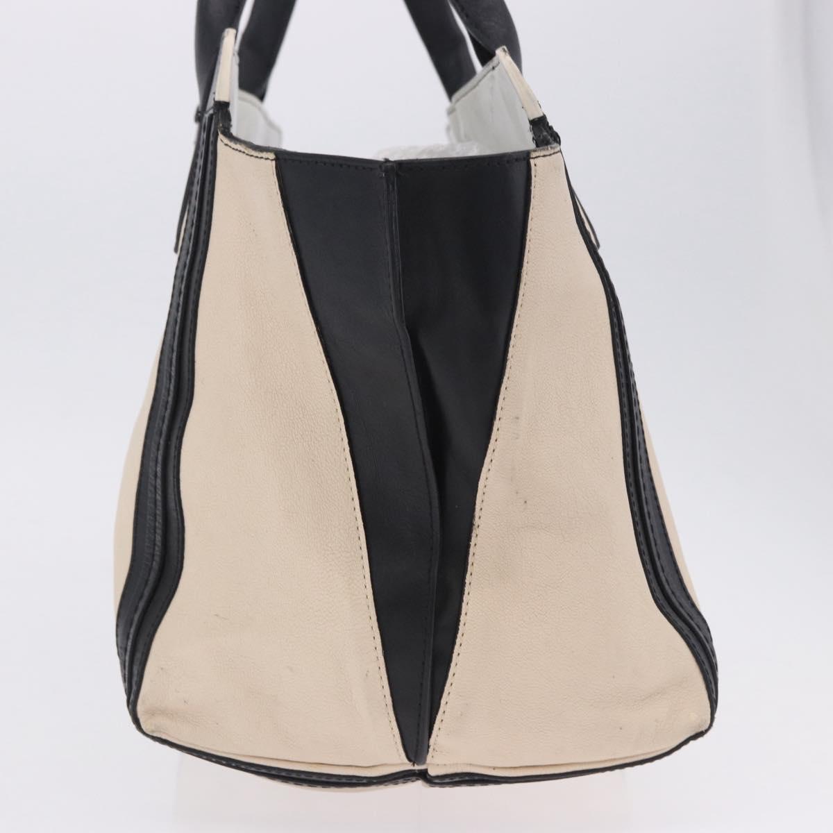 Chloe Alison Tote Bag Leather Ivory Black Auth 203353