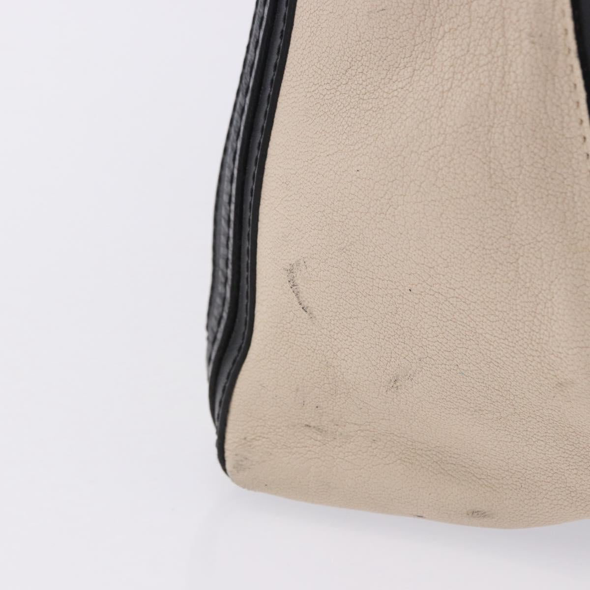 Chloe Alison Tote Bag Leather Ivory Black Auth 203353