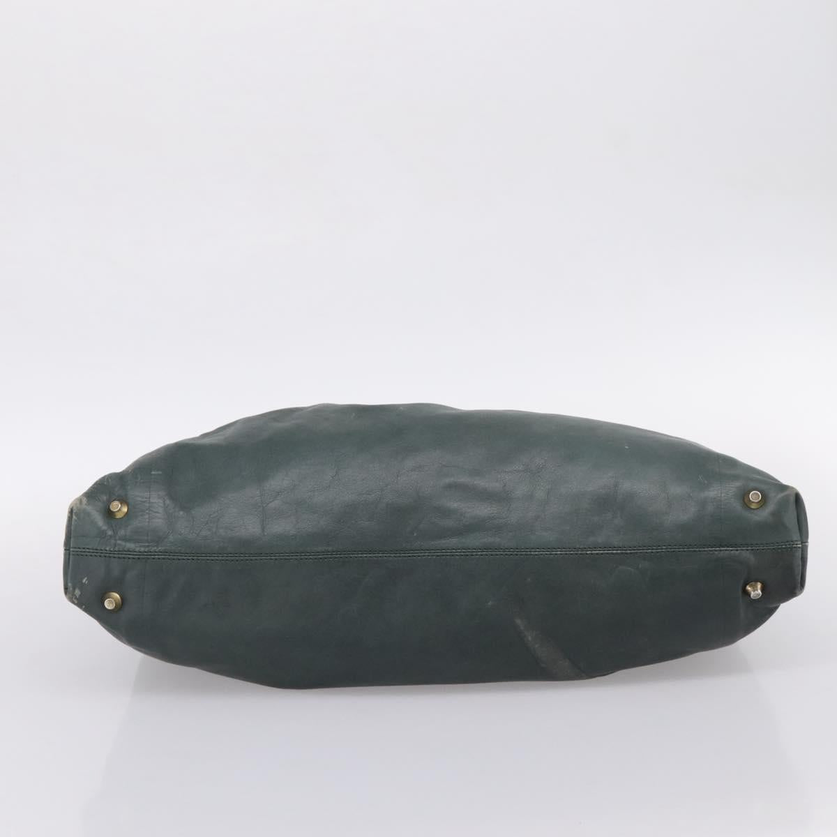 Chloe Victoria Tote Bag Leather Green Gold Tone Auth 203354