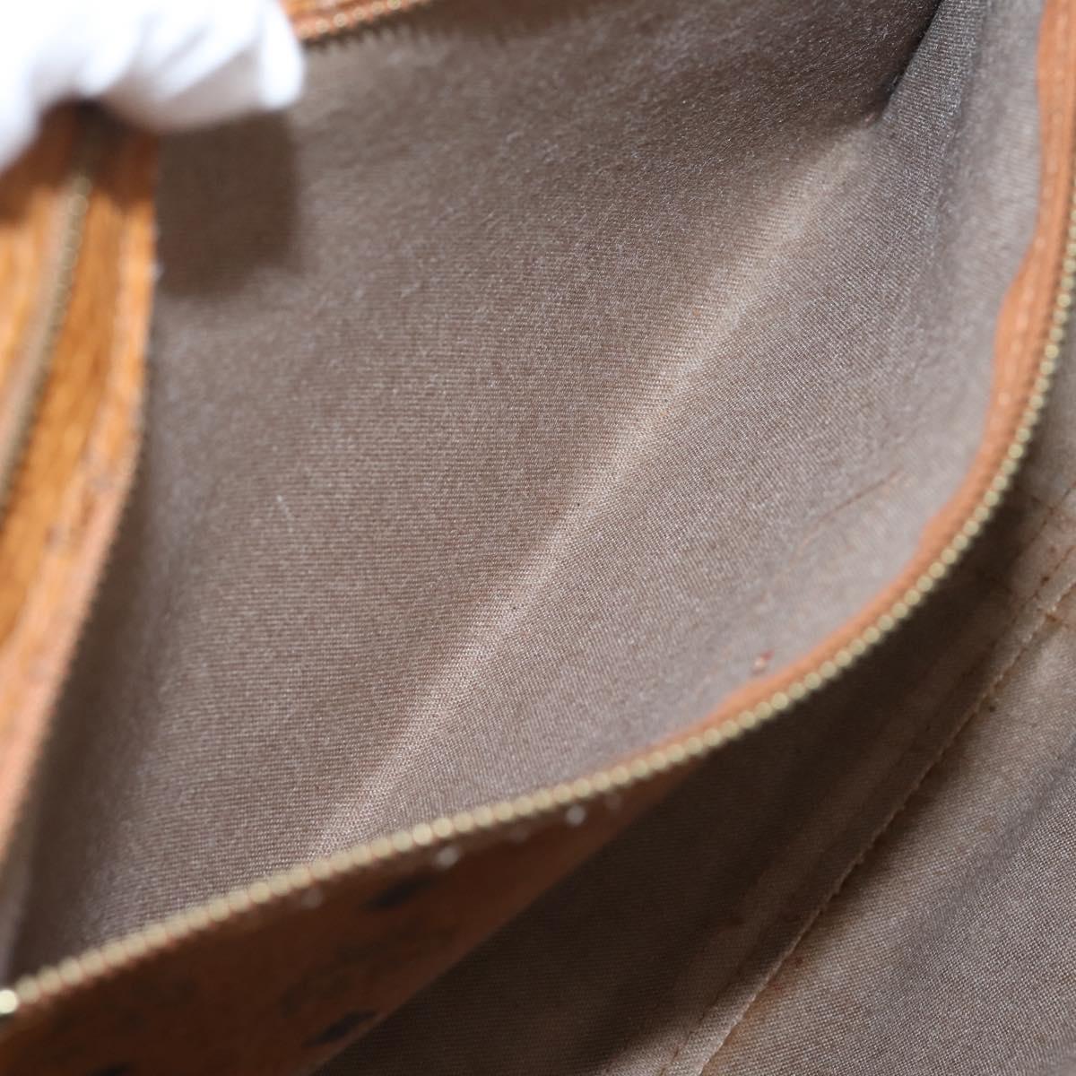 MCM Vicetos Tote Bag PVC Leather Brown Gold Tone Auth 203356