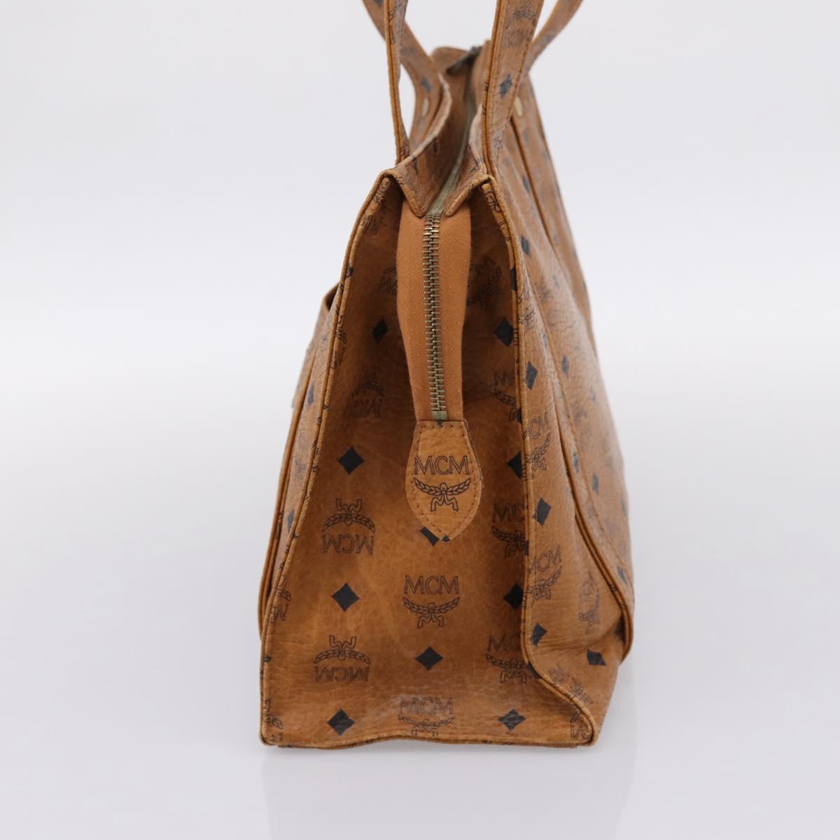 MCM Vicetos Tote Bag PVC Leather Brown Gold Tone Auth 203356