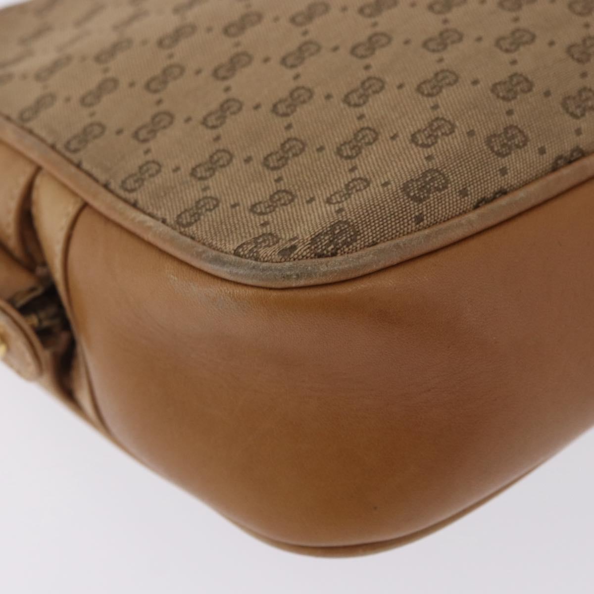 GUCCI Micro GG Canvas Shoulder Bag Beige Gold Tone 001 261 1055 Auth 203357