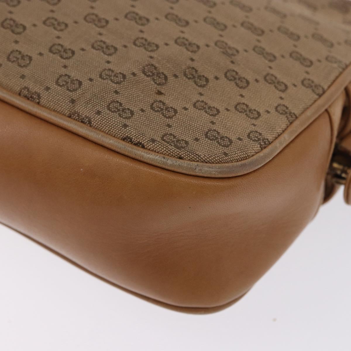 GUCCI Micro GG Canvas Shoulder Bag Beige Gold Tone 001 261 1055 Auth 203357