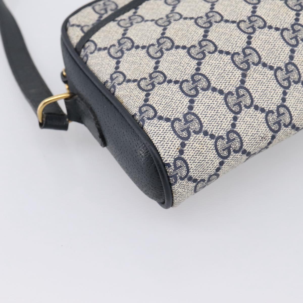 GUCCI GG Supreme Sherry Line Shoulder Bag PVC Navy Gold 116 02 089 Auth 203358
