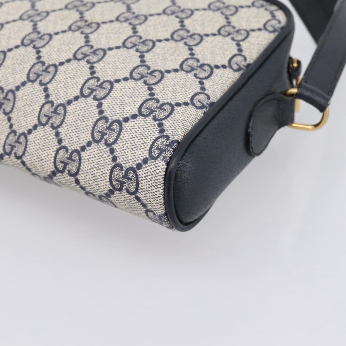 GUCCI GG Supreme Sherry Line Shoulder Bag PVC Navy Gold 116 02 089 Auth 203358