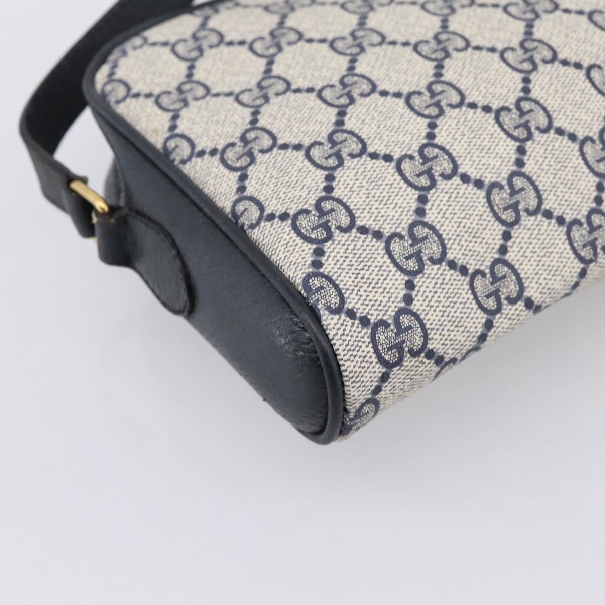 GUCCI GG Supreme Sherry Line Shoulder Bag PVC Navy Gold 116 02 089 Auth 203358