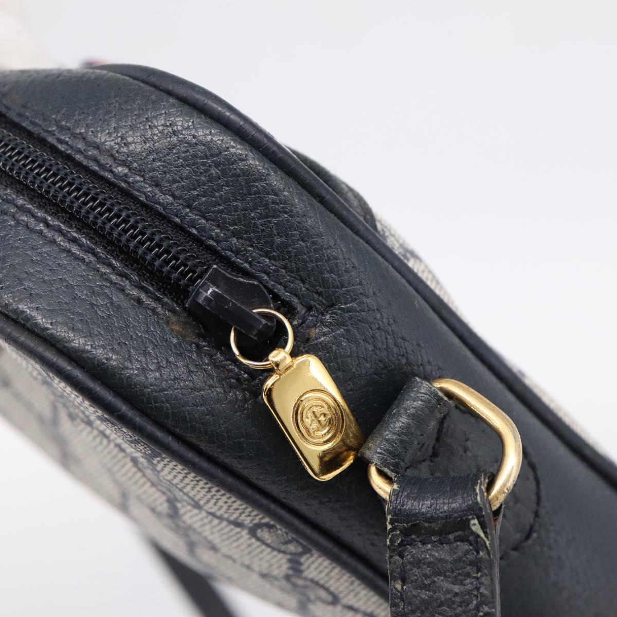 GUCCI GG Supreme Sherry Line Shoulder Bag PVC Navy Gold 116 02 089 Auth 203358
