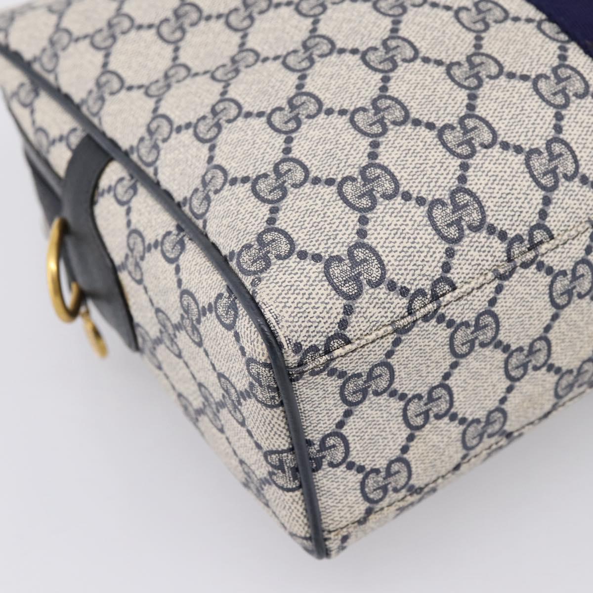 GUCCI GG Supreme Sherry Line Hand Bag PVC Navy Gold Tone 67 02 3839 Auth 203359