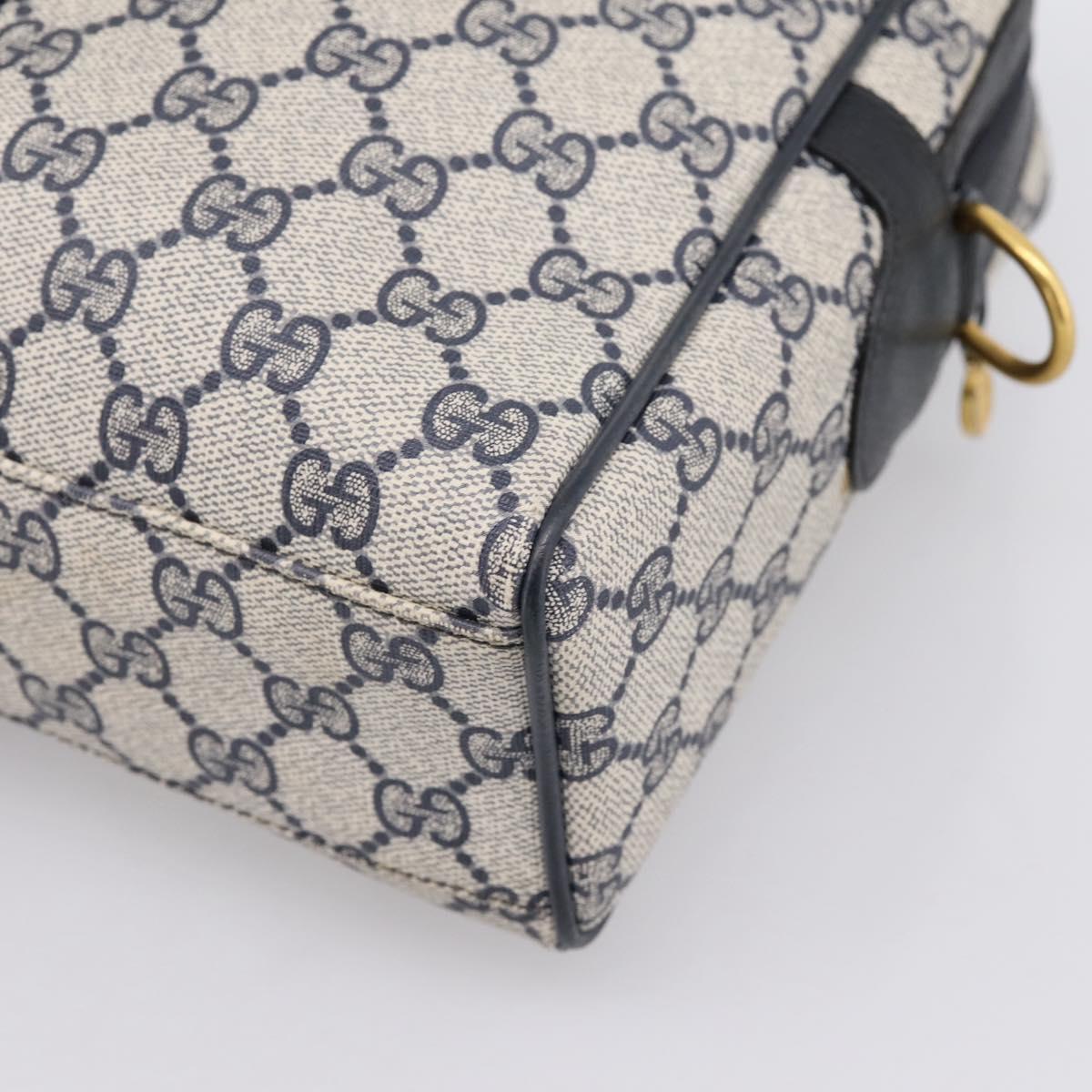 GUCCI GG Supreme Sherry Line Hand Bag PVC Navy Gold Tone 67 02 3839 Auth 203359