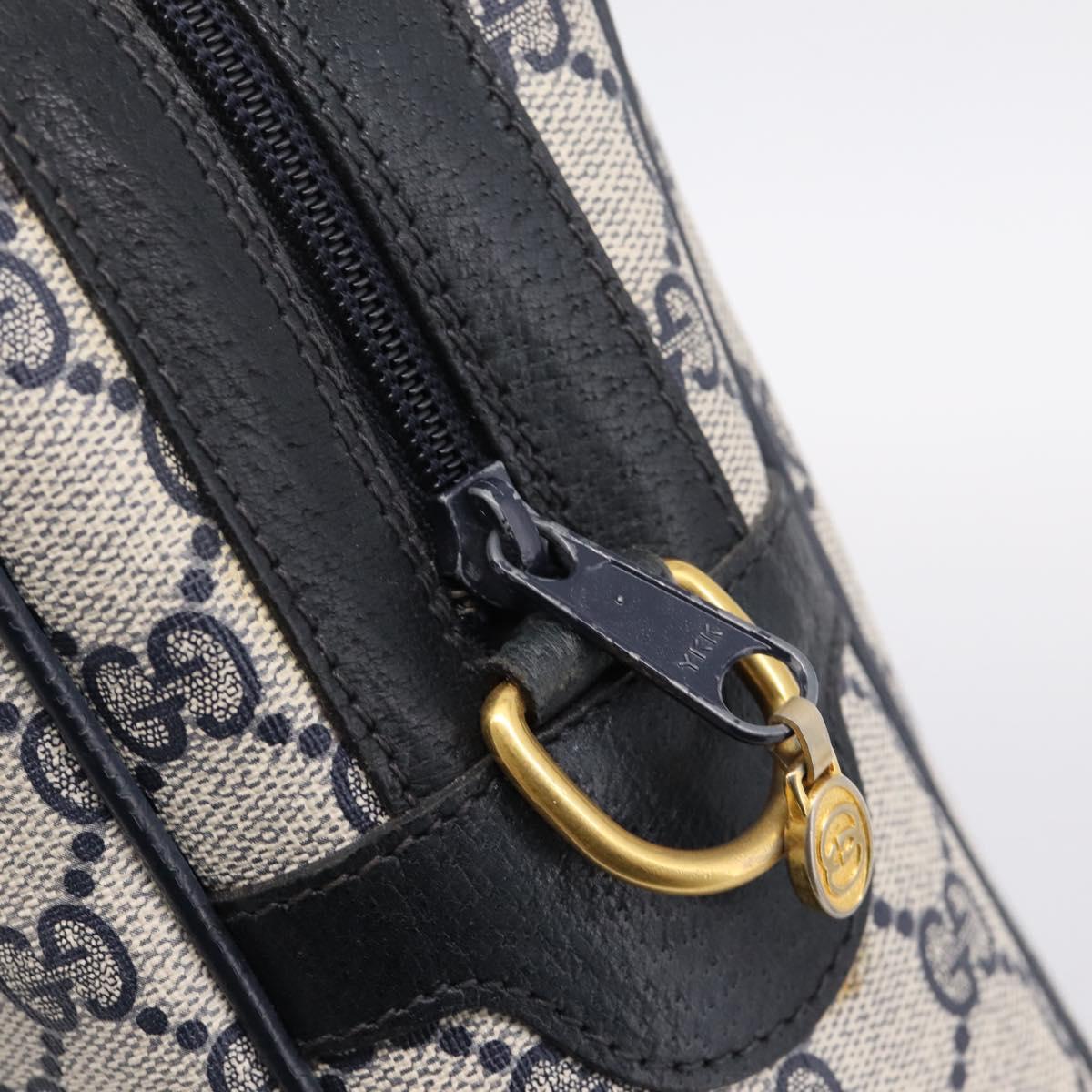 GUCCI GG Supreme Sherry Line Hand Bag PVC Navy Gold Tone 67 02 3839 Auth 203359
