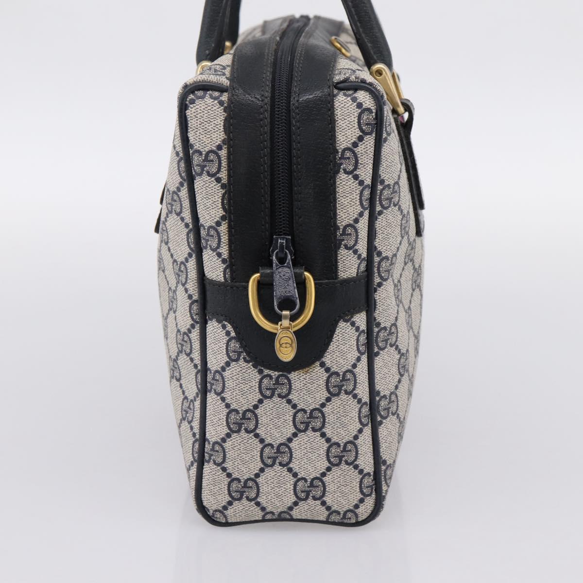 GUCCI GG Supreme Sherry Line Hand Bag PVC Navy Gold Tone 67 02 3839 Auth 203359