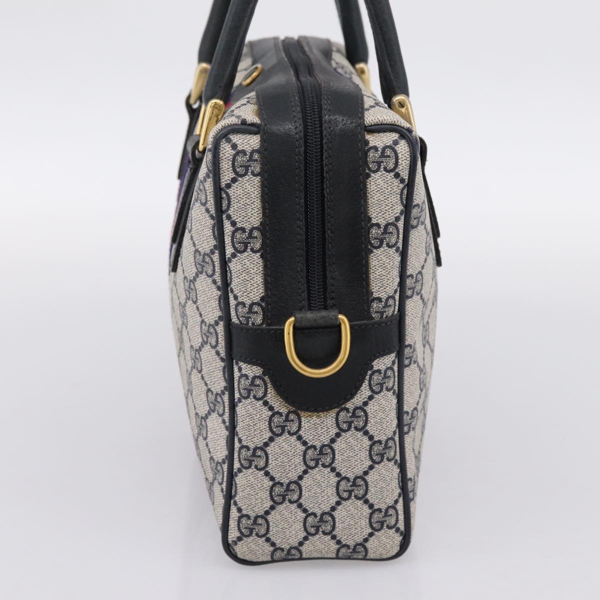 GUCCI GG Supreme Sherry Line Hand Bag PVC Navy Gold Tone 67 02 3839 Auth 203359