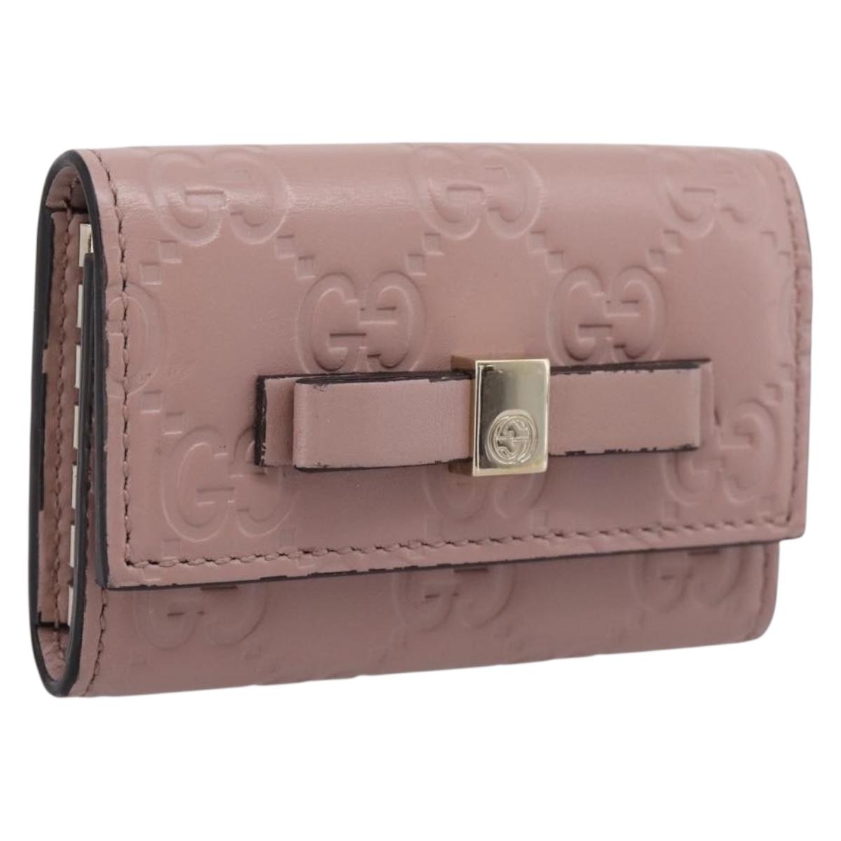GUCCI GuccissimaGG Key Case Leather Pink Gold Tone 388682 Auth 203365A