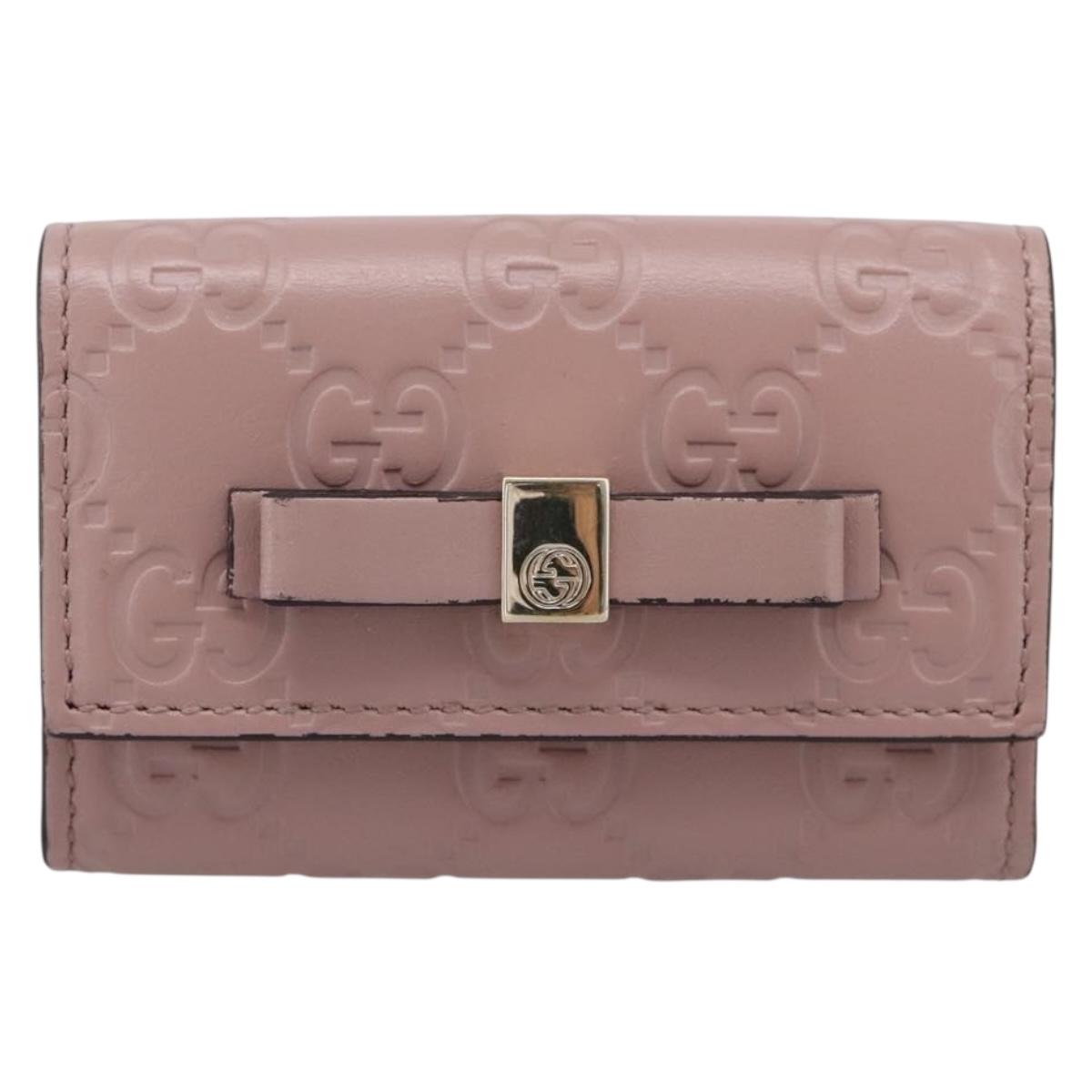 GUCCI GuccissimaGG Key Case Leather Pink Gold Tone 388682 Auth 203365A