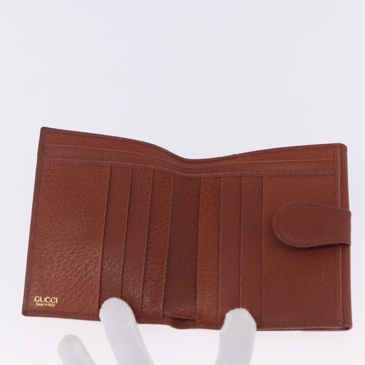 GUCCI Web Sherry Line Bifold Wallet Leather Brown 035 184 1647 Auth 203367A
