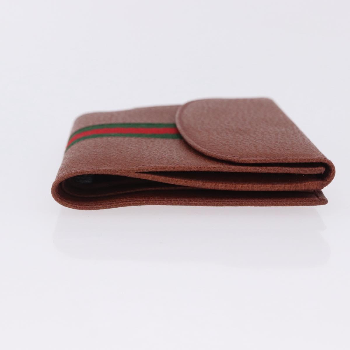 GUCCI Web Sherry Line Bifold Wallet Leather Brown 035 184 1647 Auth 203367A