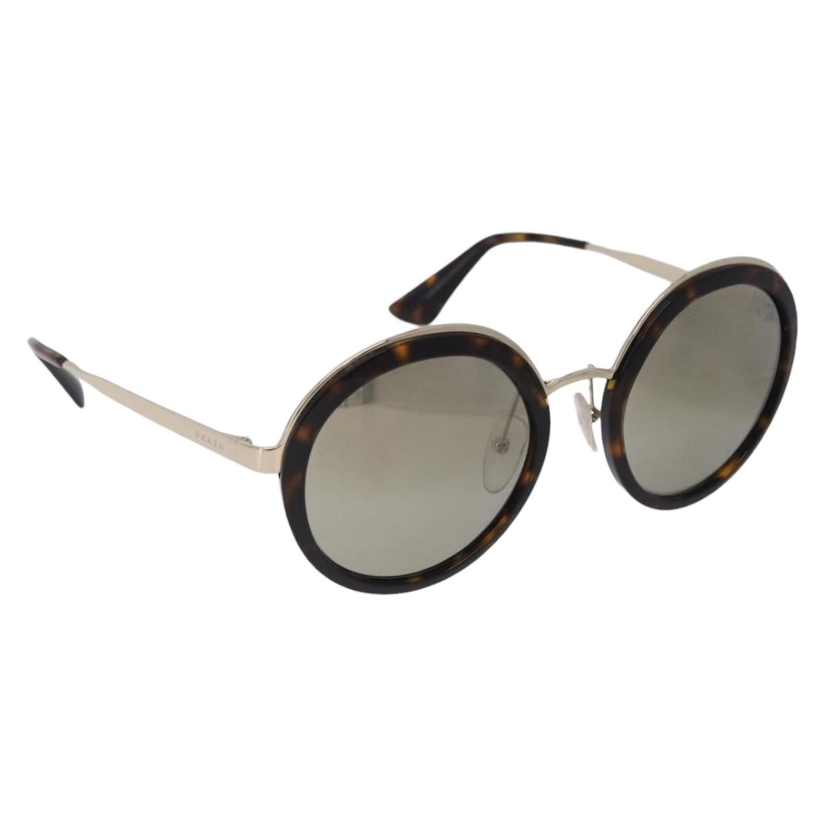 PRADA Sunglasses Metal Brown Gold Tone Auth 203370