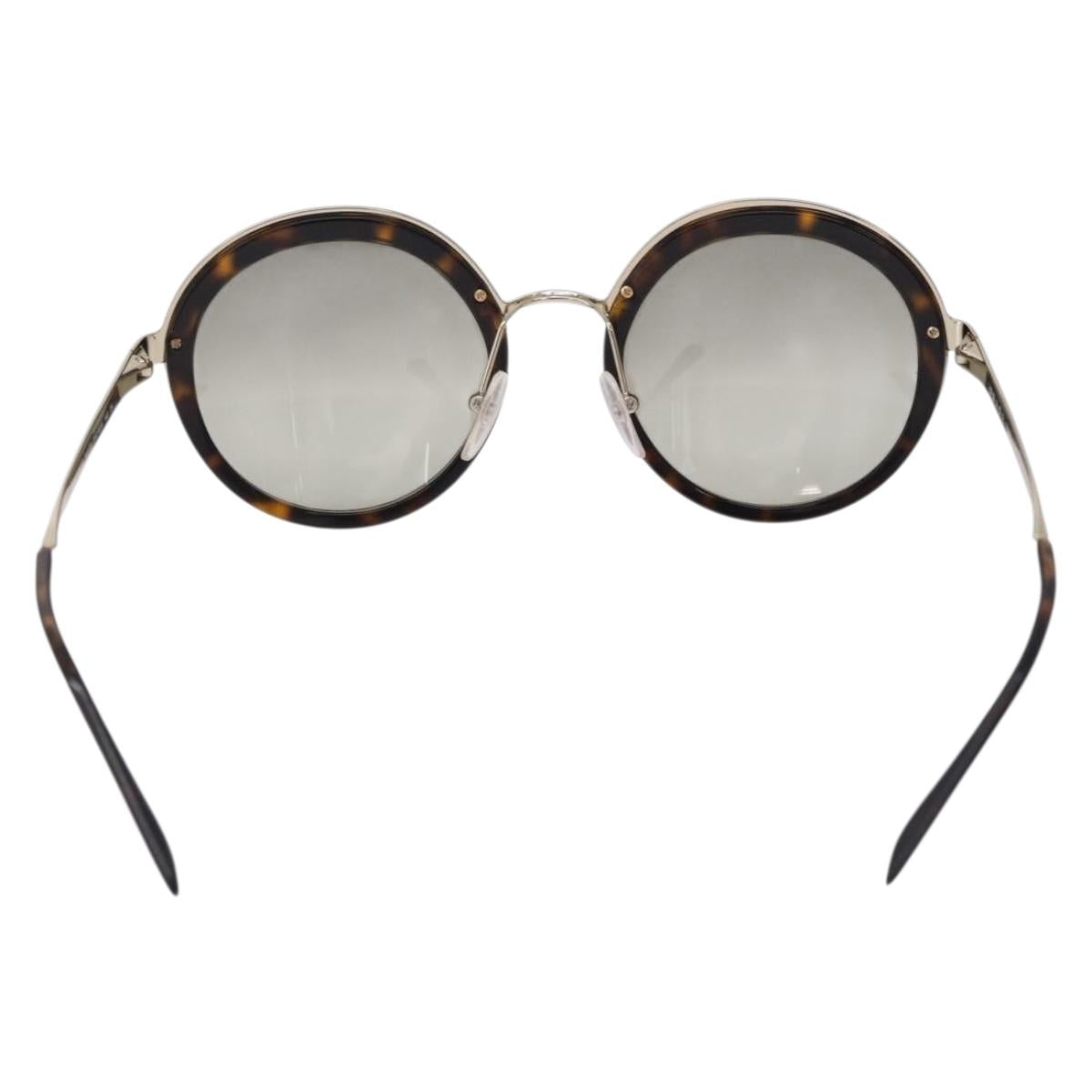 PRADA Sunglasses Metal Brown Gold Tone Auth 203370
