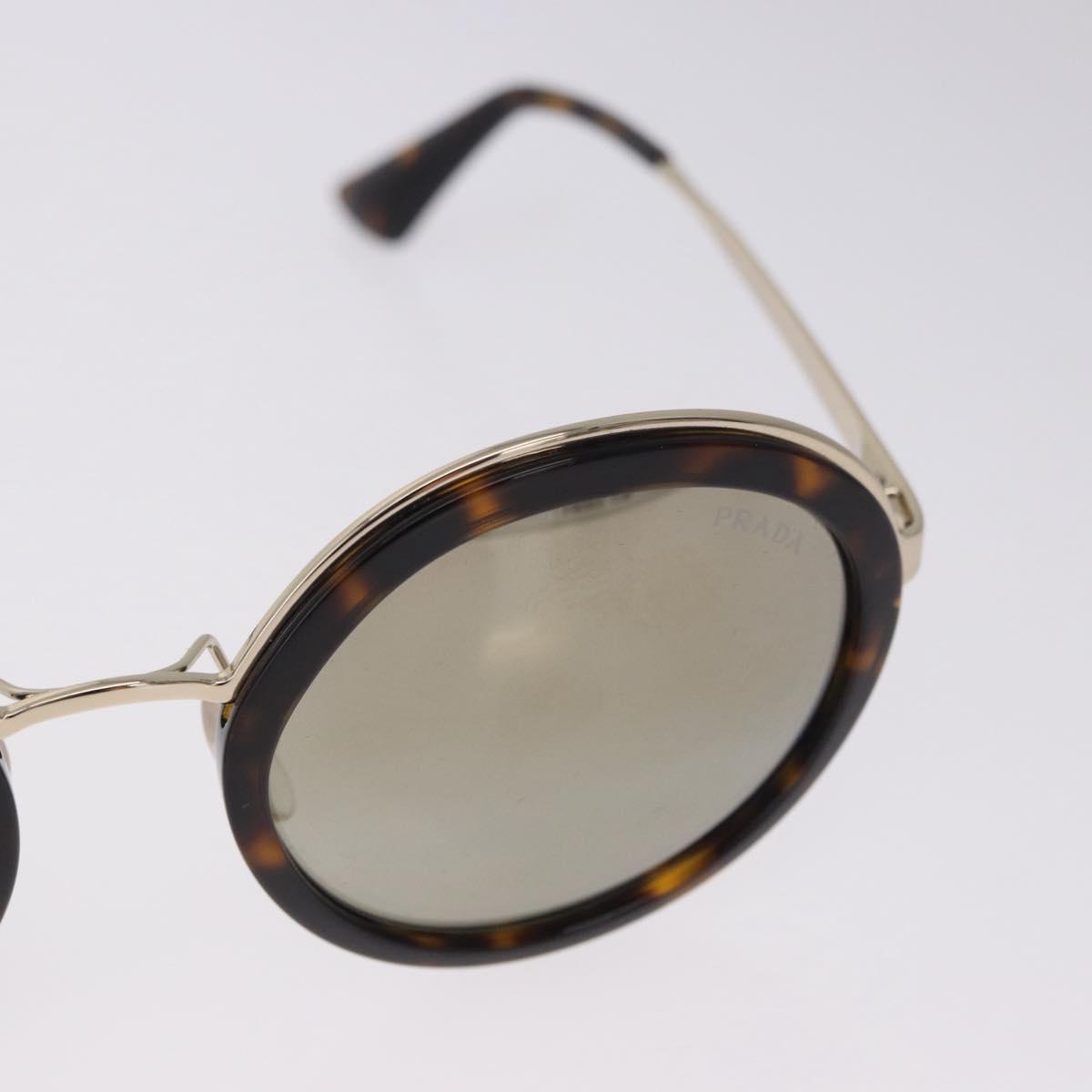 PRADA Sunglasses Metal Brown Gold Tone Auth 203370
