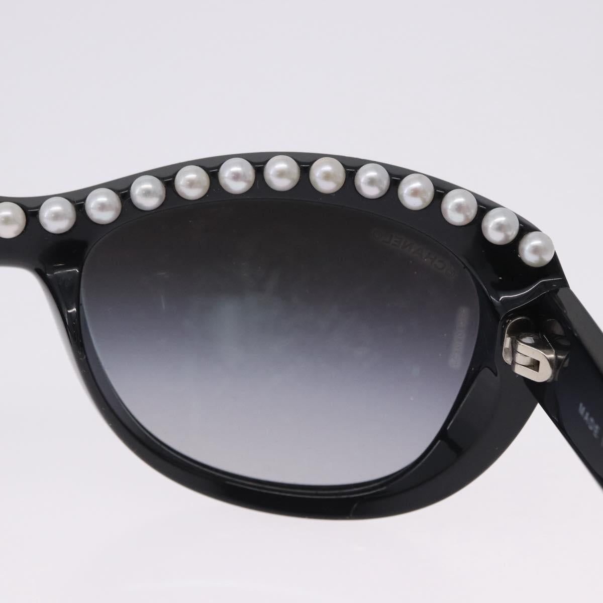 CHANEL Sunglasses Plastic Black White CC Auth 203372