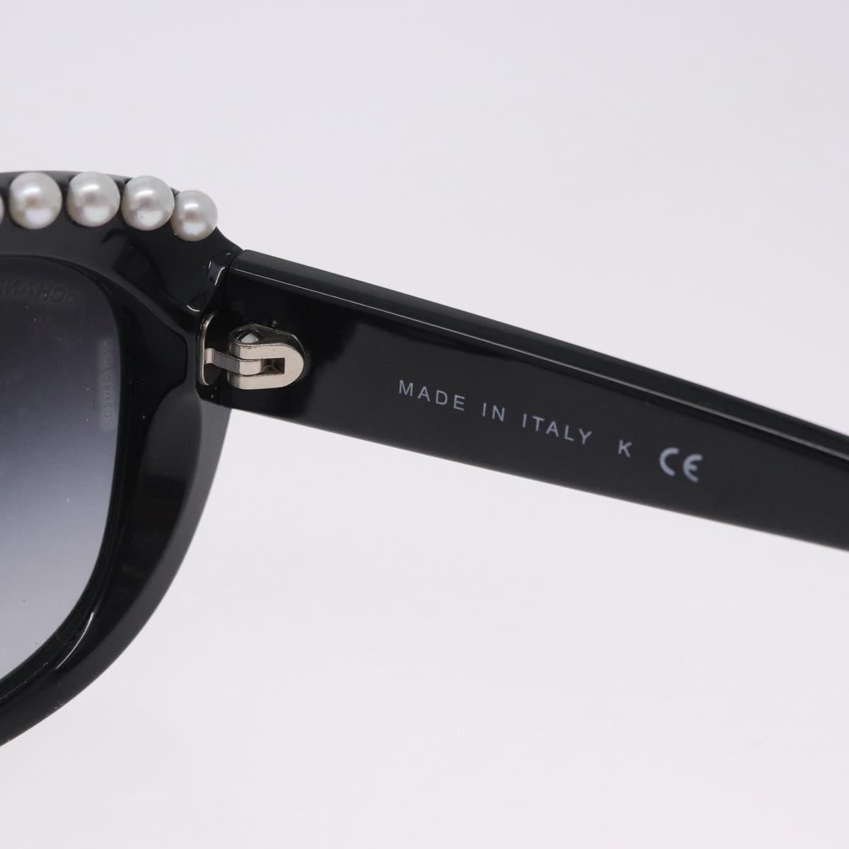 CHANEL Sunglasses Plastic Black White CC Auth 203372
