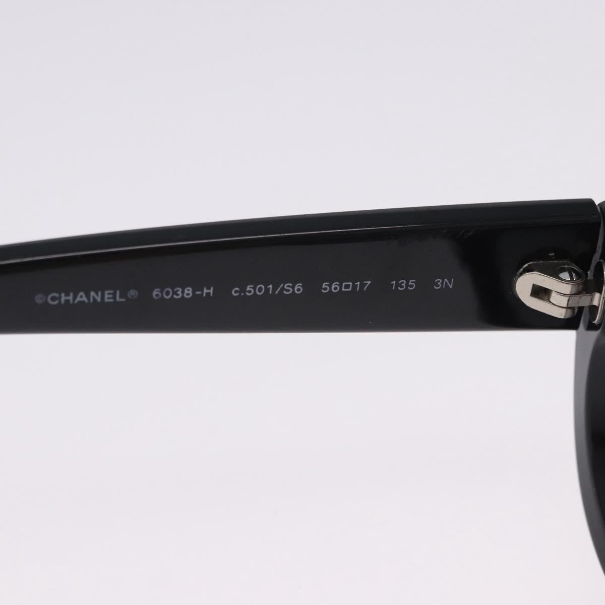 CHANEL Sunglasses Plastic Black White CC Auth 203372
