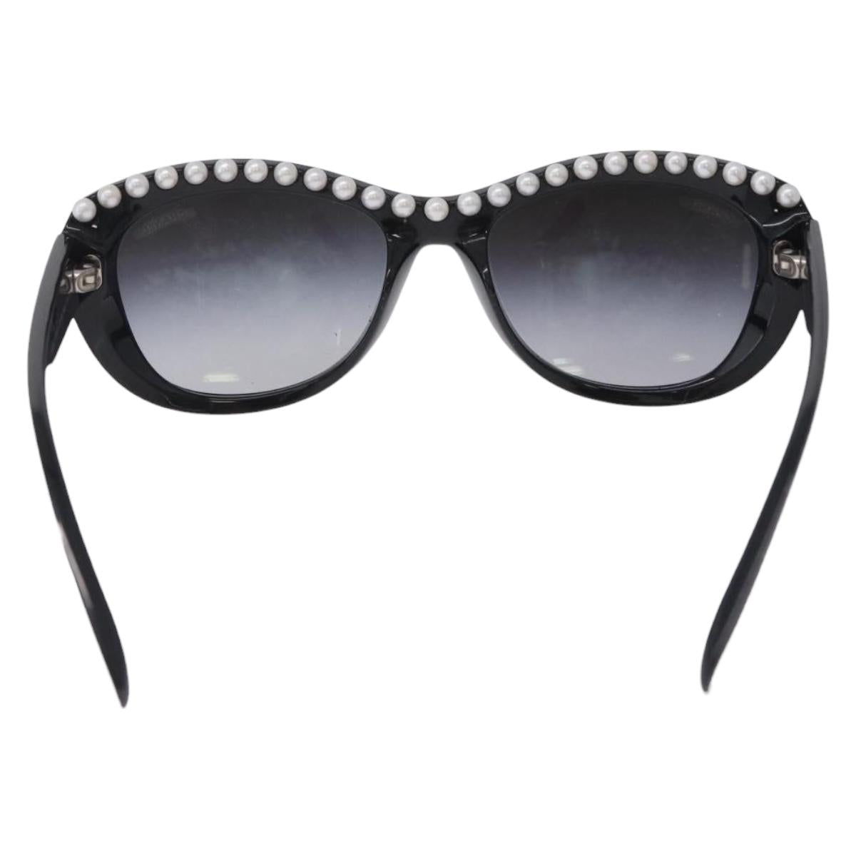 CHANEL Sunglasses Plastic Black White CC Auth 203372