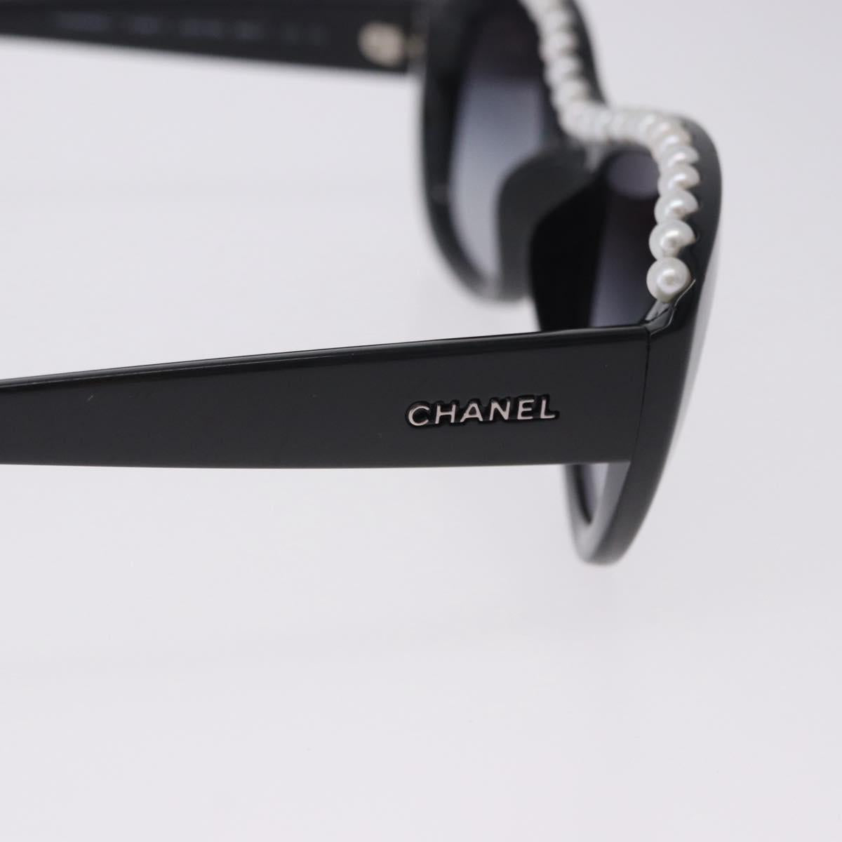 CHANEL Sunglasses Plastic Black White CC Auth 203372
