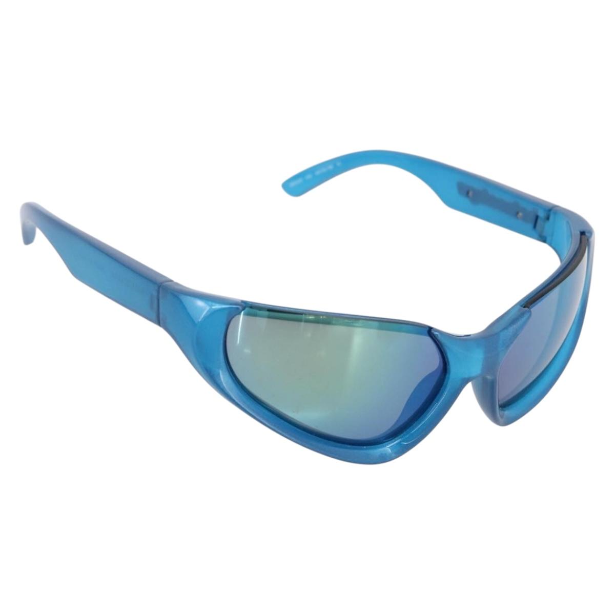 BALENCIAGA Sunglasses Plastic Blue Silver Auth 203373M
