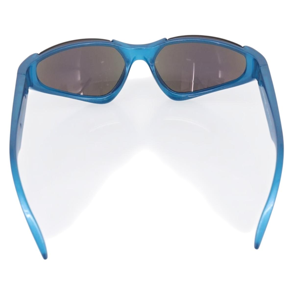BALENCIAGA Sunglasses Plastic Blue Silver Auth 203373M