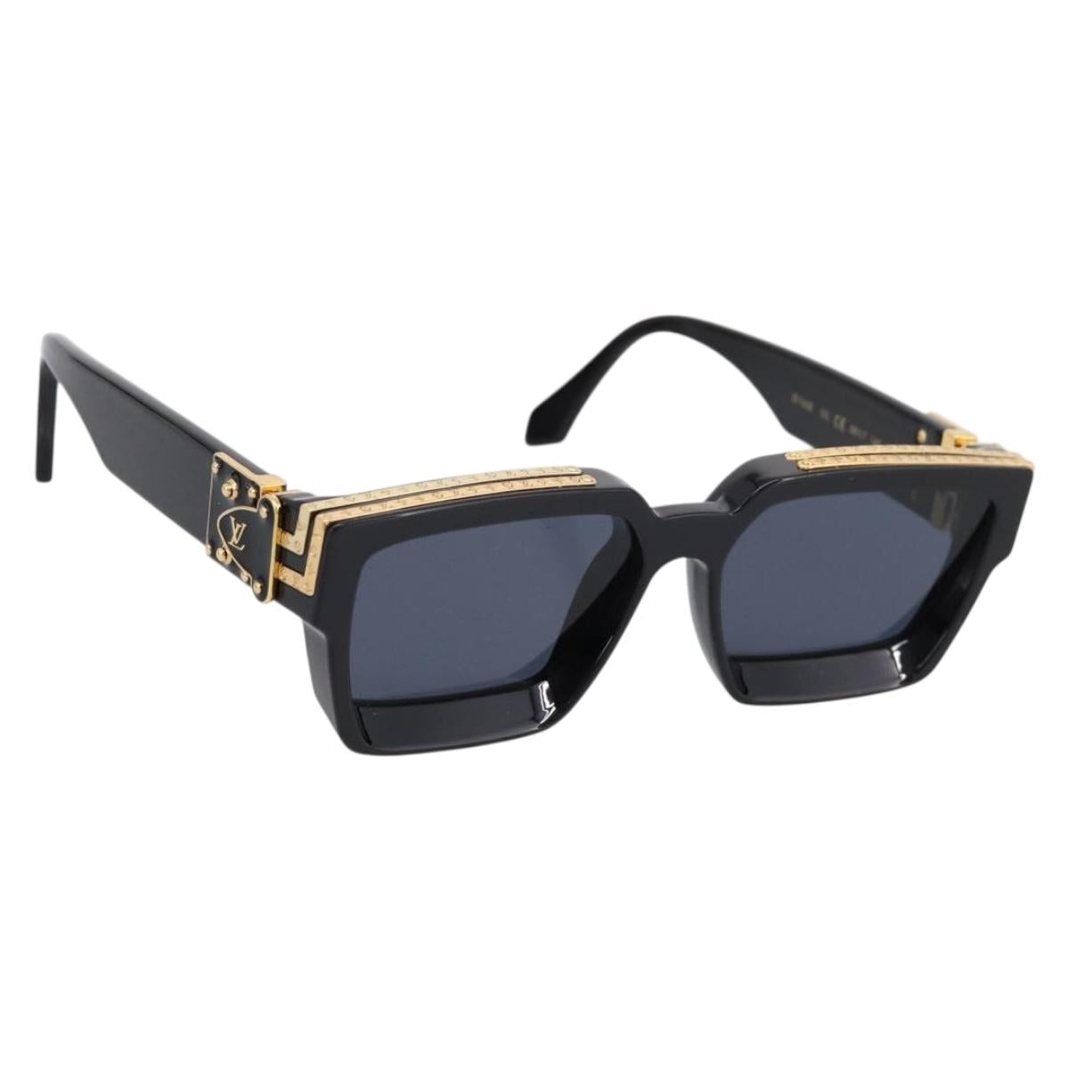 LOUIS VUITTON 1.1 Millionaire Sunglasses Plastic Black Gold Z1165E Auth 203374M