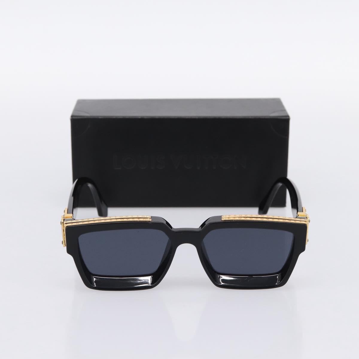 LOUIS VUITTON 1.1 Millionaire Sunglasses Plastic Black Gold Z1165E Auth 203374M