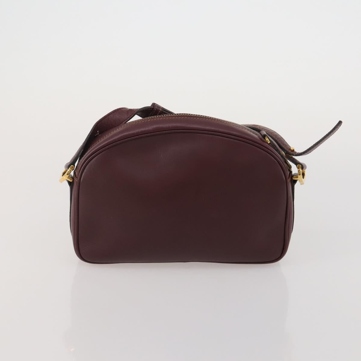CARTIER Must Line Shoulder Bag Leather 3 Set Bordeaux Gold Auth 203375