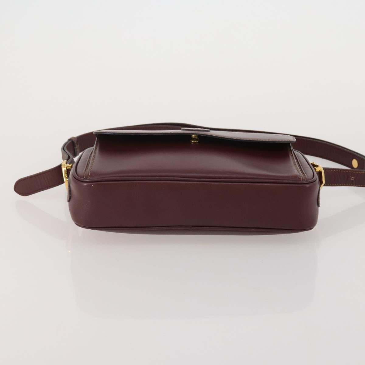 CARTIER Must Line Shoulder Bag Leather 3 Set Bordeaux Gold Auth 203375