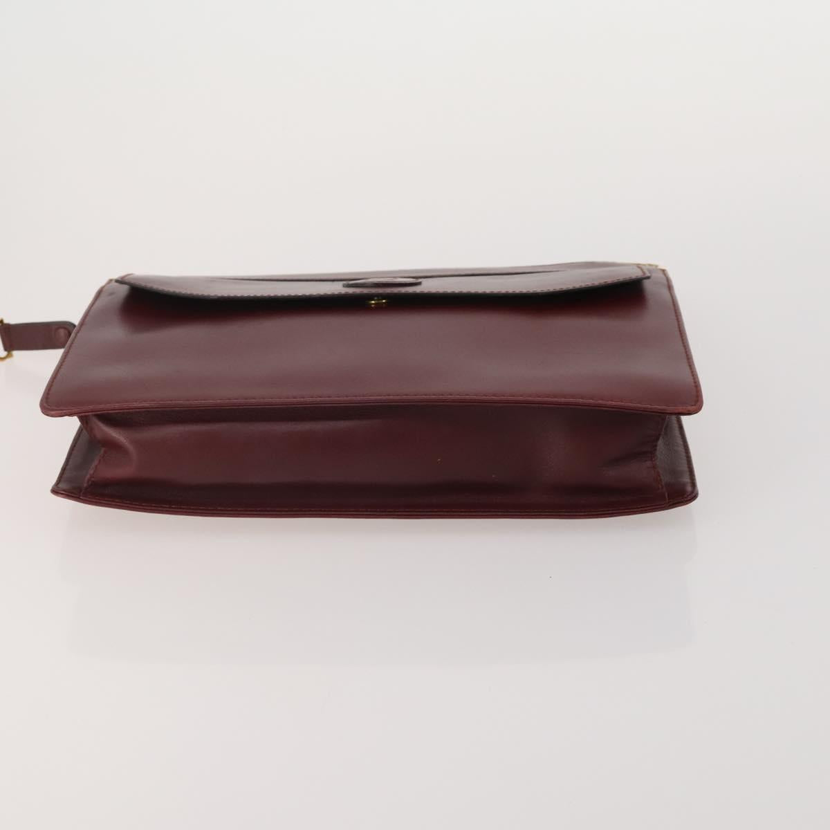 CARTIER Must Line Shoulder Bag Leather 3 Set Bordeaux Gold Auth 203375