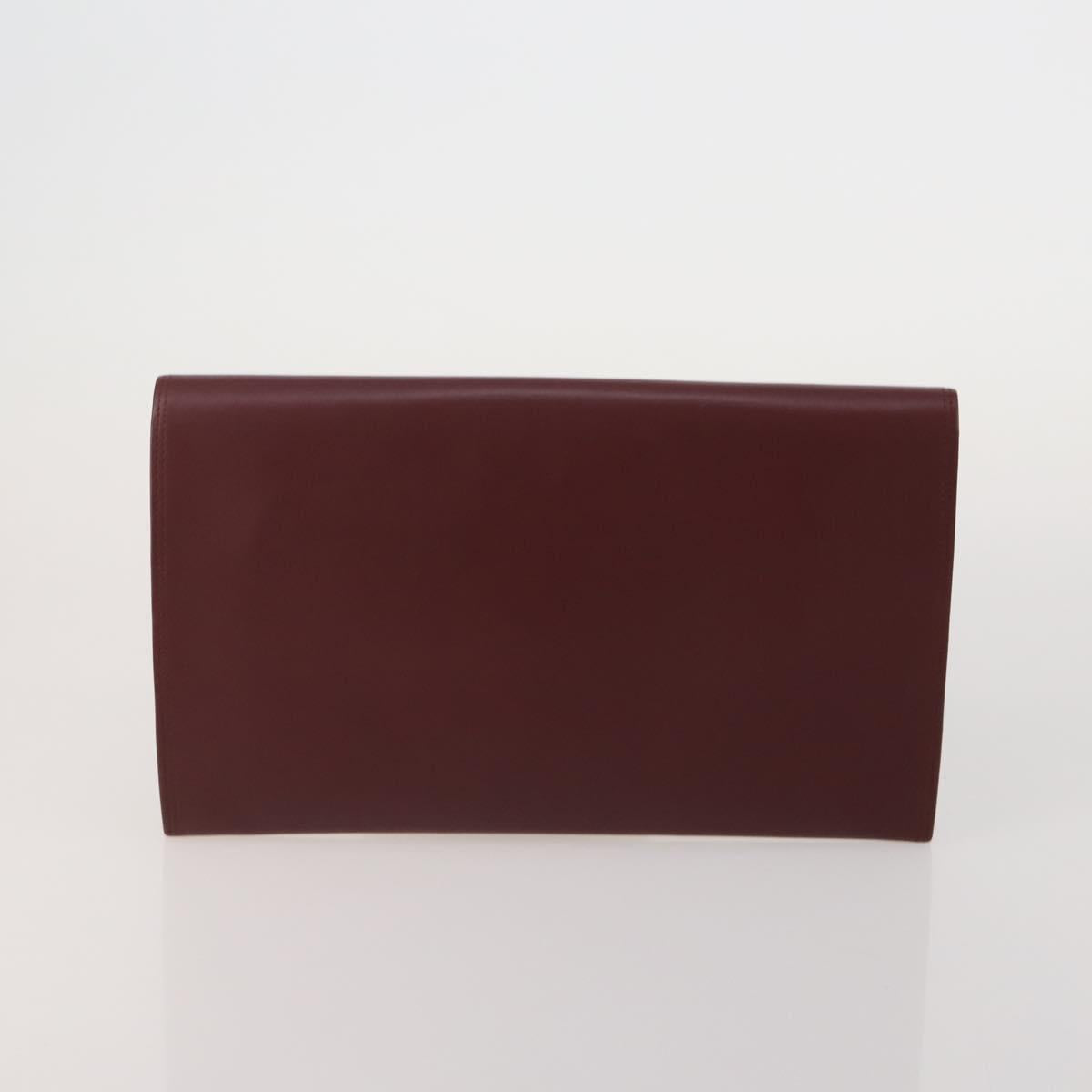 CARTIER Must Line Shoulder Bag Leather 3 Set Bordeaux Gold Auth 203375